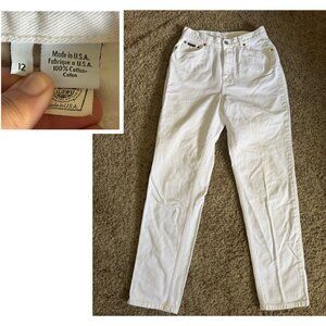 CALVIN KLEIN VTG White Straight Leg Jeans Denim Union Made In USA Sz 12 28x31